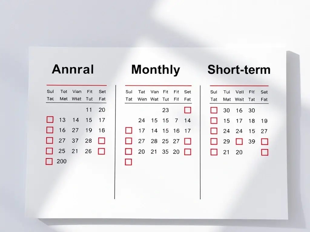 A calendar graphic highlighting the validity periods of the Swiss road vignette, showing the annual, monthly, and potentially shorter-term options.